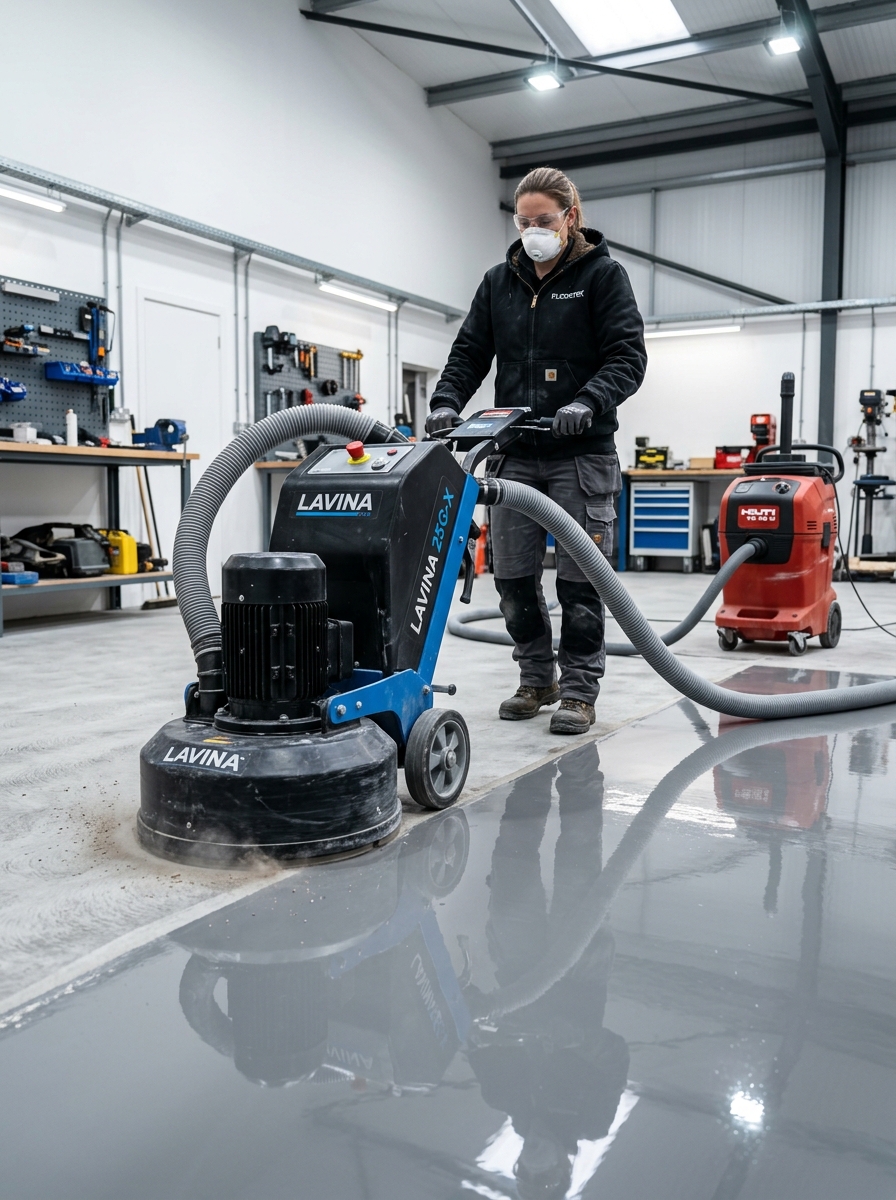 Heavy-duty diamond grinding concrete floor preparation