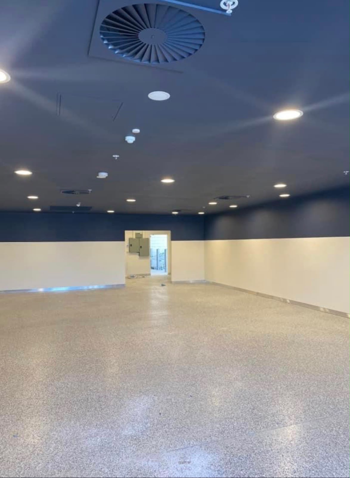 Multi-Purpose Hall Navy Ceiling and Seamless Epoxy in Stirling
