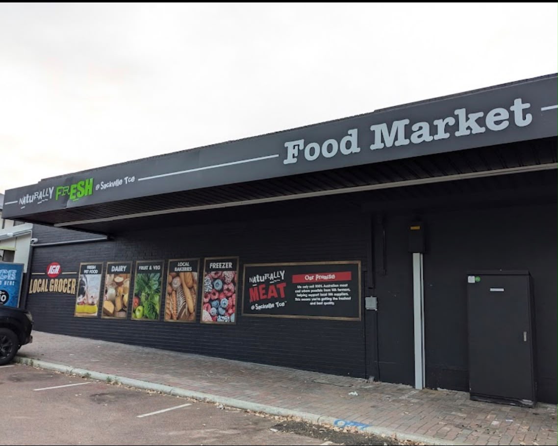 IGA Local Grocer Matte Black Exterior Storefront in Inglewood